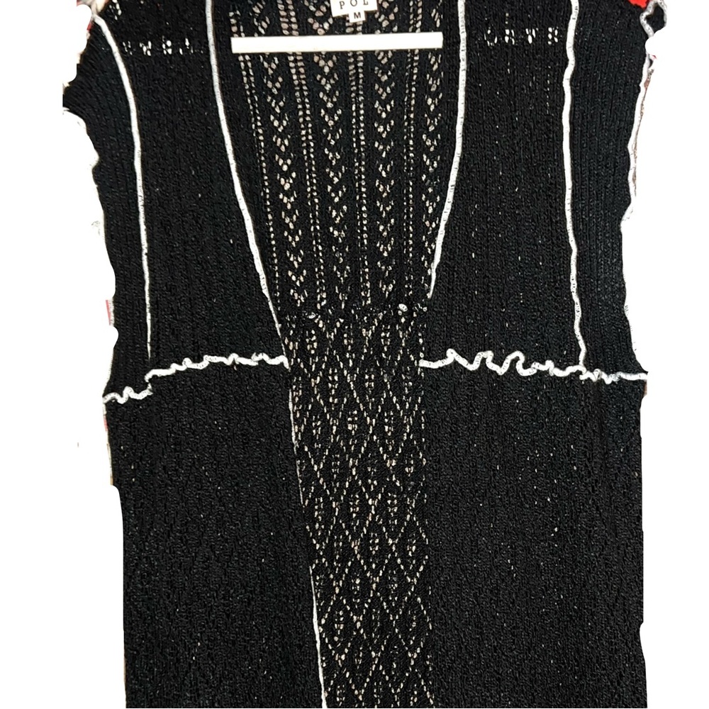 Black Long Length Knit Open Front Cardigan Duster - Picture 13 of 15